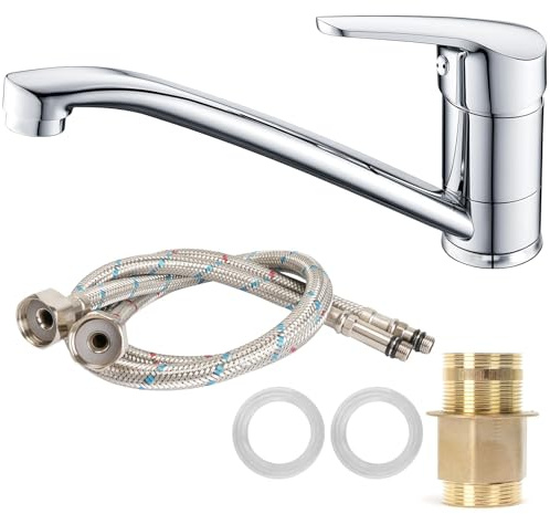 LIPJISL Küchenarmatur 360 ° Drehbar Wasserhahn Schwenkbare Spültischarmatur Küche Armatur Chrom Einhebel Spültischarmatur Mischbatterie für Küche Spültisch mit 40cm Schlauch