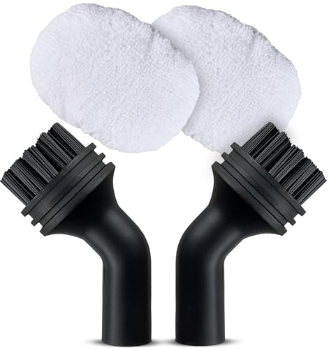Neighbour's Friend® Dampfreiniger kompatibles Ersatz-Set 2 Rundbürsten 2 Mikrofasertücher I Zubehör Handdampfreiniger Bürste Mikrofaser Tuch
