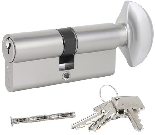 DIDA® 70mm(35T/35) Thumb Turn Euro Cylinder Lock,UPVC Barrel Lock with 3 Keys Anti-Pick,Anti-Bump,Anti-Drill,High Security,Nickel Finish,Suitable for All Door Types,BS EN 1303:2005