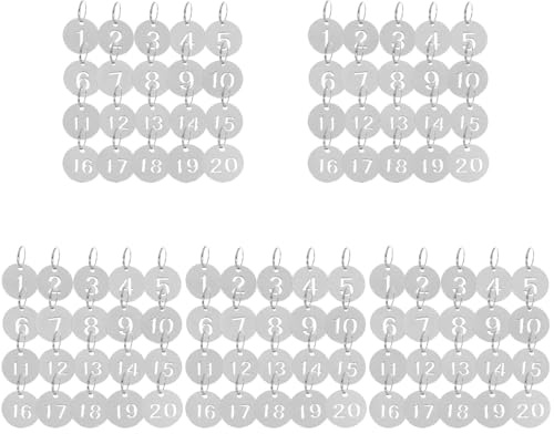 MAGICLULU 100 Stk Nummernschild aus Edelstahl schlüsselanhänger Metallmarken schlüsselringe Runde Nummernschilder aus Metall Nummernschilder für Gepäck Garderobenmarken nummerierte ID-Tags