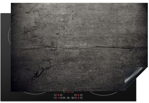 KitchenYeah© Herdabdeckplatte Einteilig Induktionsmatte Küche Abdeckung Ceranfeld Herd Abdeckplatte Deko Vinyl Matte Aufrollbar Beton - Grau - Dunkel - 80x52 cm