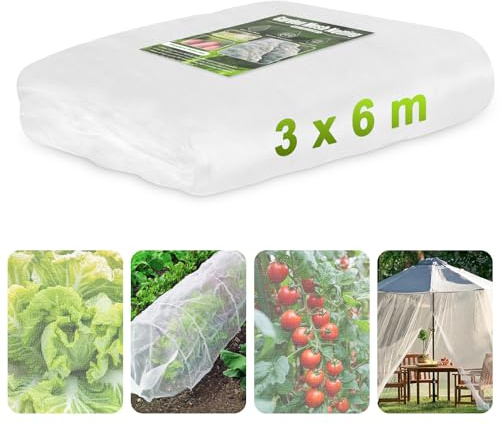Gemüseschutznetz, RIFNY Insektenschutznetz Gemüse Feinmaschig für Garten | Gewächshaus Pflanzen Vogelnetz Fliegengitter Schützen Obstbäume Gemüse vor Insekten, 3x6m