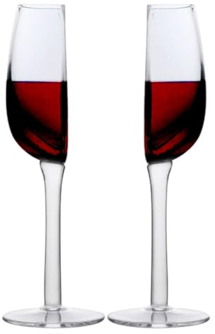 BUNIQ 2 Half A Glass of Wine, Half Crystal Glass Cups, Novelty Wine Glasses Cut in Half, Transparent Wine Glass, Long Stemmed Half Red Wine Cup Glass for R KTV Bar Night Club