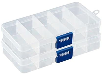 Sortierbox mit 10 verstellbaren Fächern aus Kunststoff | Aufbewahrungsbox Organizer Sortimentskasten Perlenbox - 2 Stück
