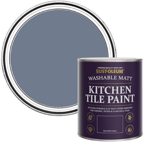 Rust-Oleum Blue water resistant Kitchen Tile Paint in Matt Finish - Hush 750ml