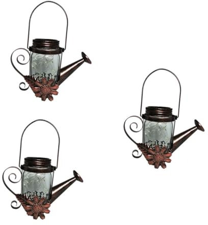 3 luces solares para exteriores, linterna de metal para regadera, lámpara solar para exteriores, luces solares de paisaje, decoración de regadera, lámpara de noche, hierro forjado, diseño vintage