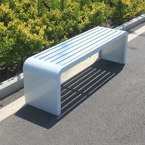 Gartenbank MetallGartenbank Wetterfest 3sitzer Bank Ohne Lehne Keine | Weiß, Massiv und Robust,Bank Ohne, Montage Erforderlich, für Garten Park Balkon(White,100cm)
