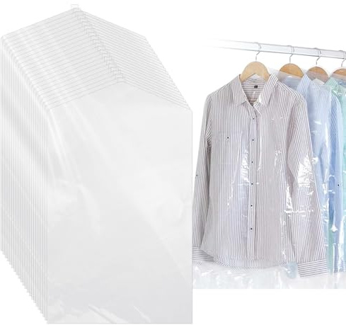 Clear Plastic Clothing Bag,60x90cm Dustproof Garment Protector Cover,100Pcs | Waterproof Dress Bag Hanging Dry Cleaning Bags for Home Travel Men Women Shirt Jacket Suit Sweater