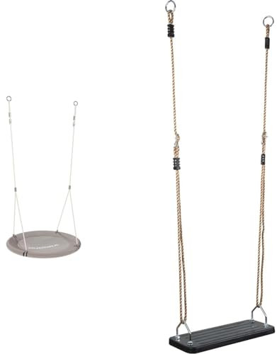 HUDORA Nestschaukel Lounge - Höhenverstellbare Nestschaukel mit 90/110cm Durchmesser & Gummibrettschaukel