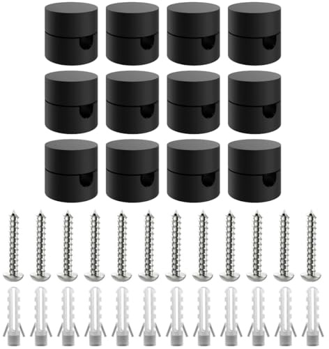 ZOHAR 12 perni da parete e da soffitto in due pezzi, colore nero, per cavi in tessuto, fissaggio a soffitto, altalena a scimmia, per lampada fai da te, con viti e tasselli