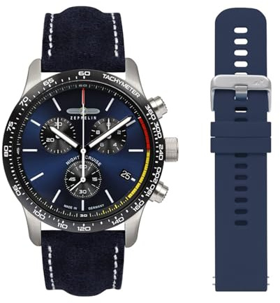 Zeppelin Night Cruise Herren Uhr analog Quarzwerk mit Leder Armband 7288-3 Set