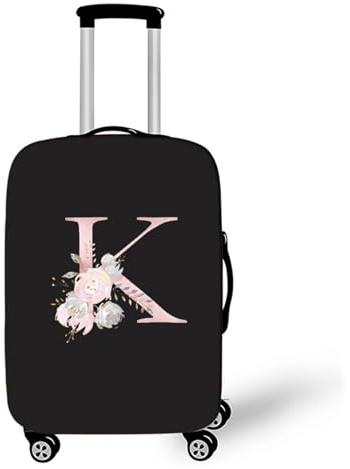 Muiuou Anfangsbuchstabe Gedruckt Design Elastisch Reise Kofferhülle Kofferschutzhülle, Koffer Schutzhülle mit Reißverschluss Waschbar Gepäck Cover Kofferschutz-Bezug (L (26-28 Zoll),K)