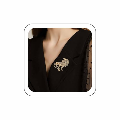 Wendalern Gold Löwe Brosche Pin Grün Kristall Auge Löwe Brosche Vintage Löwe Tier Anstecknadel Personalisierte Cartoon Löwe König Pin Korsage Abzeichen Kühlen Schmuck Für Frauen Männer