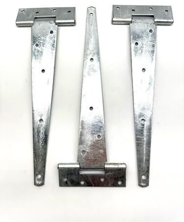 3PK Heavy Duty Hot Dipped Galvanised Tee Hinges 12 (300mm). Strong T-Hinges for Garden Gates, Sheds and Doors. Japanned Corrosion and Weather Resistant External Hinge Pack.