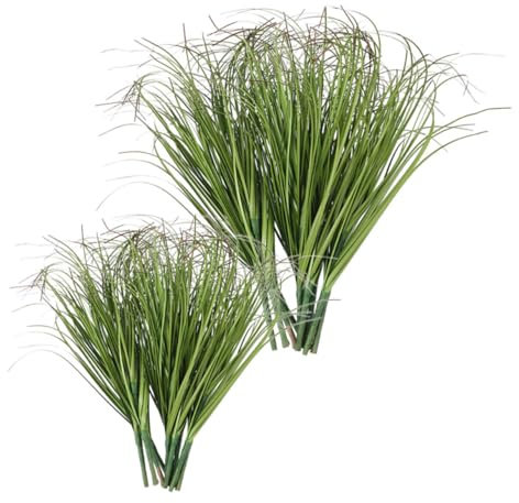 VOSAREA Artificial Grass Plants Stems 20pcs Deep Green 30cm 40cm Lifelike Fake Grass Outdoor Decorative Artificial Shrubs for Home Indoor Garden Office Display