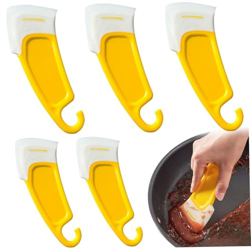 Wedhapy Heat-resistant Pan Scraper, 5PCS 5.1x1.9 Widen Plastic Dish Scraper, Non-Stick Non Slip Pot Scraper, Non Scratch Hanging Kitchen Scraper for Cleaning Pan Scraper Dish Scraper Pot Scraper K