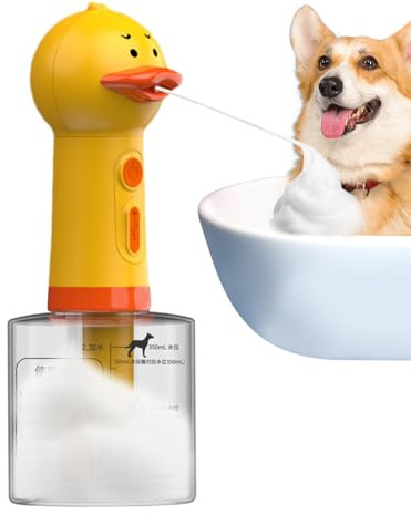Elektrisk skummande schampodispenser ankformad automatisk hundbadspruta schamposkum för husdjur, USB-uppladdningsbar hundskumdispenser badbubbeltillverkare för hund och katt badar 400 ml
