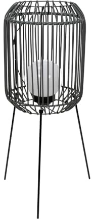 ValueLights | Black Squat Tripod Solar Powered Outdoor Floor Lamp with Globe Bulb