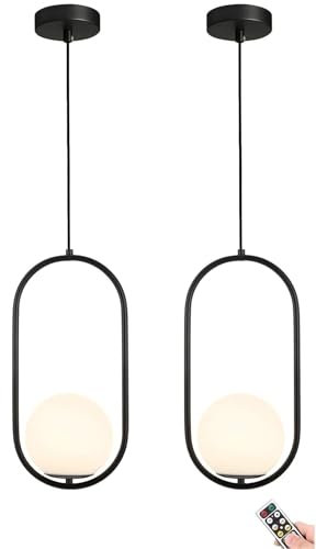 ZYGPH Lámpara Colgante Regulable a batería con Bombilla Recargable, lámpara de Techo Colgante de Globo para Cocina, Isla, Mesa de Comedor, Sala de Estar y Dormitorio.