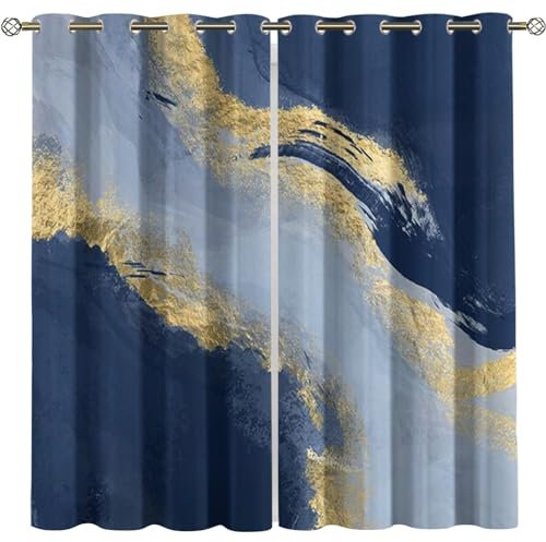 KBDQGX Kinder Gardinen Kinderzimmer Junge Mädchen Blickdicht Blaue Kreative Kunst 280X260Cm 2Er Set Verdunkelungsvorhang Thermovorhang Hitzeschutz Vorhänge Wohnzimmer Schlafzimmer Vorhänge Mit Ösen