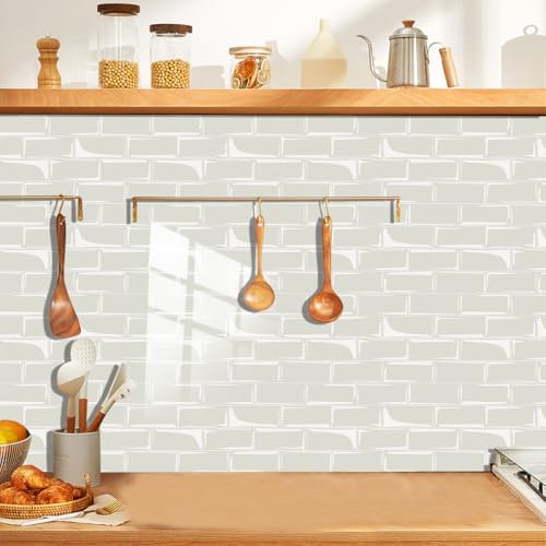 Piastrelle Adesive Cucina E Bagno Beige Impermeabile Pannelli Decorativi Per Pareti Piastrelle Mattonelle Adesive PVC Paraschizzi Cucina Adesivo Facile Da Applicare 30 PC(12x24cm)