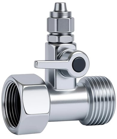 KIRVOS T-Stück-Wasseranschlussadapter mit Kugelhahn und Absperrventil – Größe 3/8 x 3/8 x 1/4 – Verbindet 2 Geräte
