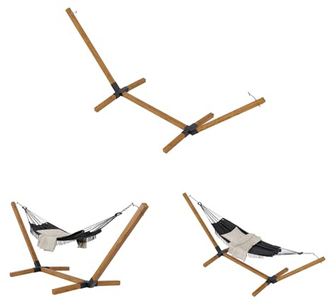 QLS Hängemattengestell aus Holz XXL 350 cm wetterfest bis zu 350 kg Outdoor