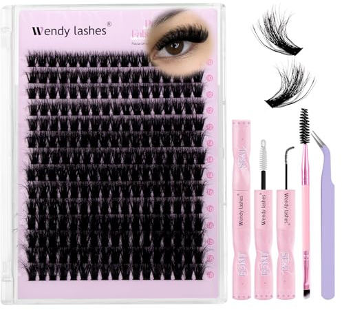 WENDY LASHES Kit Pestañas Pelo a Pelo Natural 80D 3D | Pestañas Individuales Mixtas 10-18mm Extensión de Pestañas Kit Con Pegamento para Pestañas y Pinzas