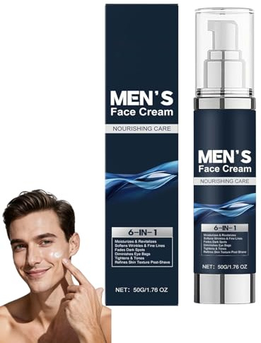 Crema viso 6 in 1 per uomini, crema idratante anti-invecchiamento, riduce rughe, occhiaie e macchie scure, crema idratante per tutti i tipi di pelle, lozione dopobarba (1 pezzo)