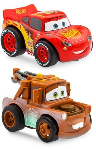 Disney Store Official Lightning McQueen and Tow Mater Pullback Stunt Vehicles Set - Pull Back Toys, 4 Tricks - Super Speed, Wheelie, Spin Right/Left - Fun Stunt Car Set for Kids