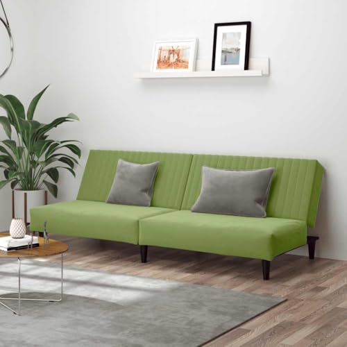 Mimdixy Wohnzimmer Couch Küchensofa,Schlafsofa 2-Sitzer Hellgrün Samt