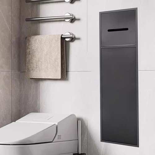 Minglez Toilettenpapierhalter Unterputz Toilettenpapierhalter Unterputz Befliesbar, Duschwandnische aus Edelstahl, Eingelassener WC-Bürstenhalter mit Toilettenpapierrollenspender(Gray)