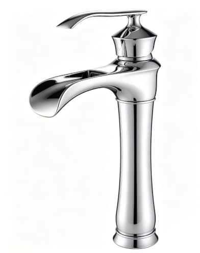 FBUKE High Rise Basin Mixer Tap, Waterfall Tall Bathroom Sink Tap Chrome | NO SPLASHES,WATERFALL FLOW,NO DRIPPING,HEALTHY