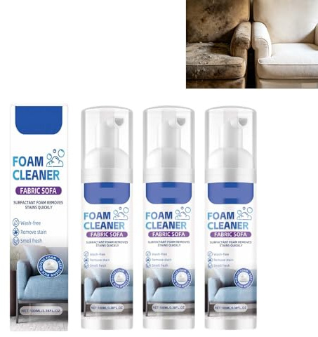 Potente limpiador de espuma para muebles tapizados, spray de limpieza en seco sin enjuague, versátil quitamanchas y grasa para sofás, alfombras, colchones y asientos de coche, secado rápido (3