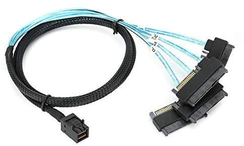 Yosoo Health Gear Câble Adaptateur Mini SAS de 1 Mètre, Câble de Serveur Interne SFF 8643 vers 4x SFF 8482, Processus de Moulage à 29 Broches, 6 Gbit/s par Canal pour Connexion de Disque Dur
