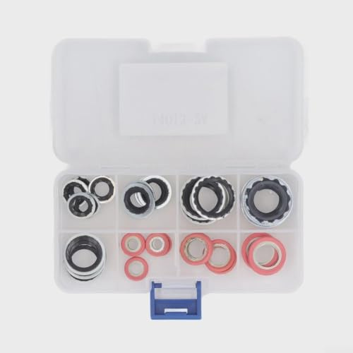 BEAZOOM 40 Stück Auto AC Kompressor Dichtungssatz Klimaanlage Dichtung O-Ringe Gummi Metall Dichtungsscheiben Hitzebeständig Fit für Autoreparatur