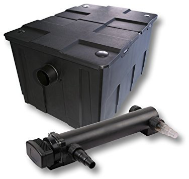 SunSun Komplettset: CBF-550 Teichfilter bis 60000 L Teichfilteranlage als Durchlauffilter, CUV-336 Teichklärer UVC Klärer mit 36 Watt UV-C Leistung