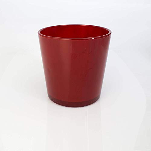 INNA-Glas Gran Vaso de Cristal - Maceta Alena, Rojo, 19cm, Ø 18,5cm - Tiesto de Vidrio - Recipiente Decorativo