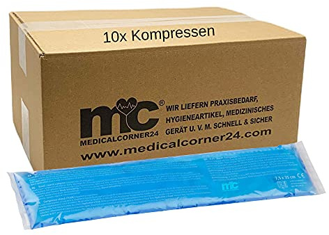 Medicalcorner24 Kalt Warm Kompresse, Gel, Mikrowellen geeignet, 7,5 x 35 cm, 10 Stück