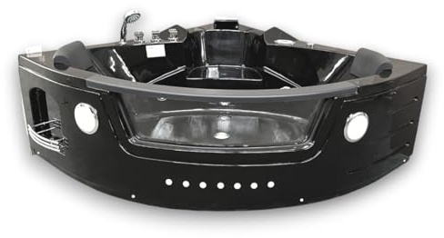 Whirlpool SPA Corner Bath Double Pillow 140 x 140 cm Bathtub Majestic New 2 People - Black - Chromotherapy