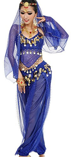 Astage Dam magdans KostAme set indisk dans föreställningar kläder, knigsblå knigblå, passar DE 32-40