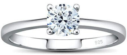 SILVEGO Verlobungsring MADISON 925 Sterling Silber rhodiniert mit Swarovski Zirconia, nickelfreier und hypoallergener Solitärring hochwertige Qualität