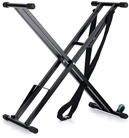 Classic Cantabile Keyboardständer mit Rollen - Transporttrolley und Ständer in einem - 5-fach höhenverstellbar von 63 bis 96 cm - schwarz