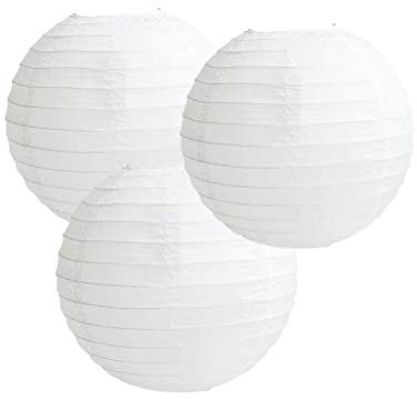 Paper Lanterns Mix Color Packs of 3 Round Paper Lanterns Lampshade Party Decorations (All White, 16 (40 Cm))