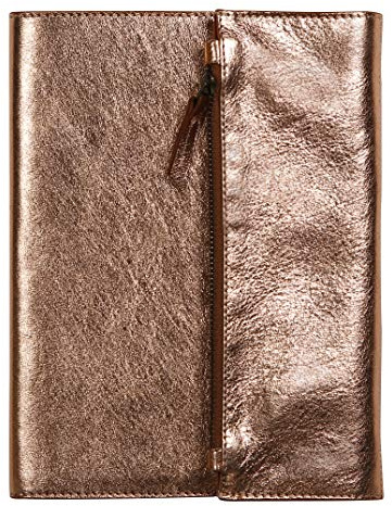 Clairefontaine 410132C - Porte-carnet, Porte-document Professionnel en Véritable Cuir avec un Carnet de 120 pages A5 ligné, Cuirisé Cuivre