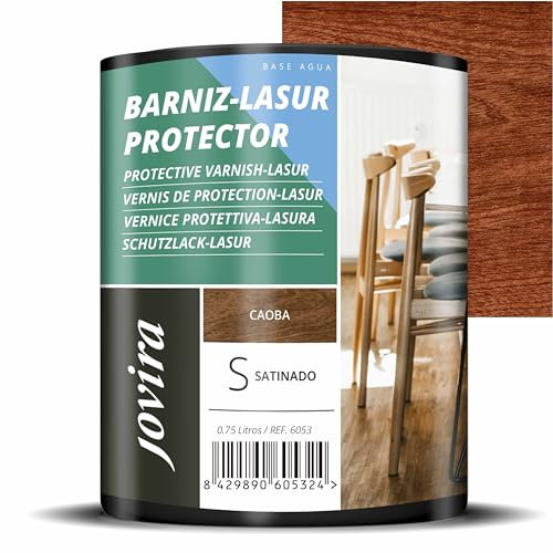 JOVIRA PINTURAS Vernice - Lasur protettiva satinato a base d'acqua. Protegge, decora e impreziosisce tutti i tipi di legno. (750 Millilitri, Mogano). D-23