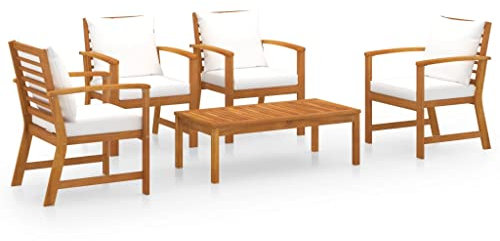 vidaXL Loungegrupp med dynor 5 delar massivt akaciaträ