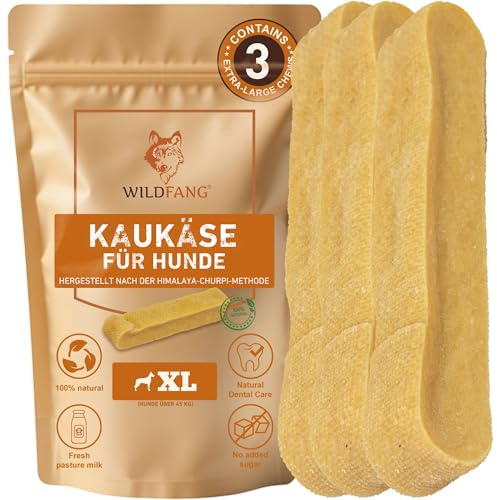Wildfang® Yak Chews, X-Grande per Cani oltre 45 kg– Snack Dentale, Durezza come il Formaggio Himalayano, Stile Churpi, Premi per Cani e Addestramento Cuccioli, Circa 137 g, Confezione da 3
