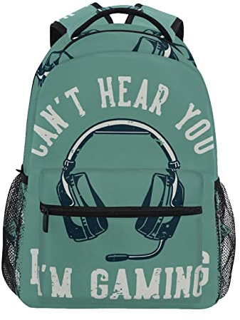Can't Hear You I'm Gaming Zaino per adulti e adolescenti College Scuola Computer Zaino Zaino Zaino Viaggi Business Lavoro