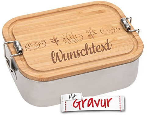 LALALO Lässig Brotdose für Kinder mit Namen graviert personalisiert, Vesperbox Lunchbox Brotbox Gravur, Geschenk für Schule Kindergarten Einschulung Geburtstag Weihnachten